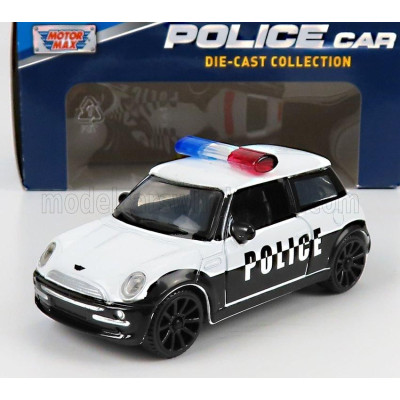 MOTOR MAX MINI COOPER POLICE 2005 - WHITE BLACK 1/43