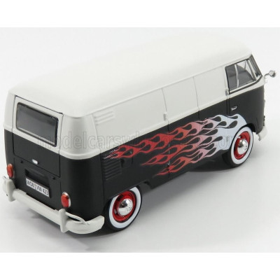 MOTOR MAX VOLKSWAGEN T1 TYPE 2 VAN CUSTOM GARAGE 1962 - MATT BLACK WHITE 1/24
