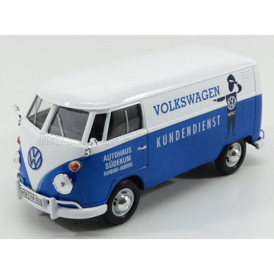 MOTOR MAX VOLKSWAGEN T1 TYPE 2 VAN KUNDENDIENST VOLKSWAGEN 1962 - BLUE WHITE 1/24