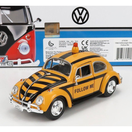 MOTOR MAX VOLKSWAGEN BEETLE AIRPORT FOLLOW ME SERVICE CAR 1968 - YELLOW BLACK 1/24