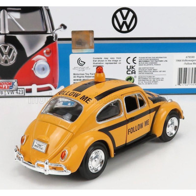 MOTOR MAX VOLKSWAGEN BEETLE AIRPORT FOLLOW ME SERVICE CAR 1968 - YELLOW BLACK 1/24