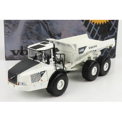 MOTORART VOLVO A40D TRUCK CASSONATO RIBALTABILE CAVA MINERARIA TRACTOR 3-ASSI 2001 - WHITE BLACK 1/50