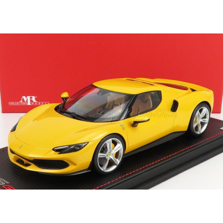 MR MODELS FERRARI 296 GTB HYBRID 830HP V6 2021 - CON VETRINA - WITH SHOWCASE - GIALLO TRISTRATO - YELLOW MET 1/18