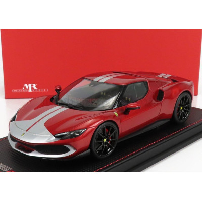 MR MODELS FERRARI 296 GTB HYBRID 830HP V6 ASSETTO FIORANO 2021 - CON VETRINA - WITH SHOWCASE - ROSSO IMOLA - RED MET 1/18