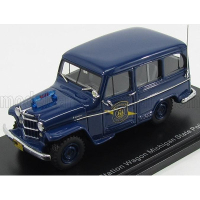 NEO SCALE MODELS JEEP WILLYS STATION WAGON MICHIGAN STATE POLICE 1954 - BLUE 1/43