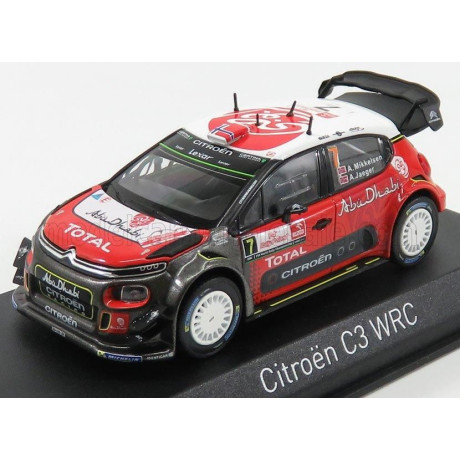 NOREV CITROEN C3 WRC ABU DHABI N 7 RALLY POLOGNE 2017 A.MIKKELSEN - A.JAEGER - RED WHITE BLACK 1/43
