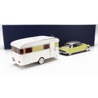 NOREV CITROEN DS19 WITH ROULOTTE 1960 - YELLOW WHITE 1/18