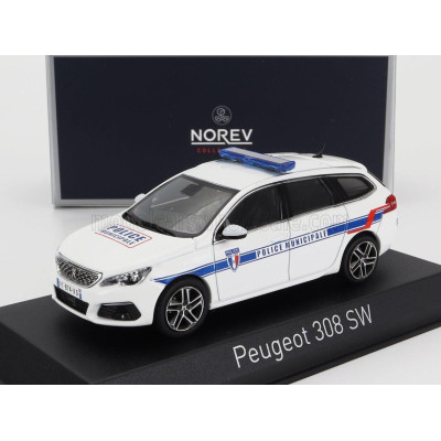NOREV PEUGEOT 308 GT SW STATION WAGON POLICE MUNICIPALE 2020 - WHITE 1/43