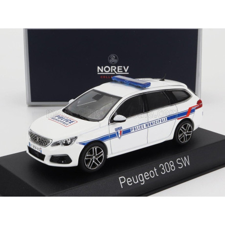 NOREV PEUGEOT 308 GT SW STATION WAGON POLICE MUNICIPALE 2020 - WHITE 1/43