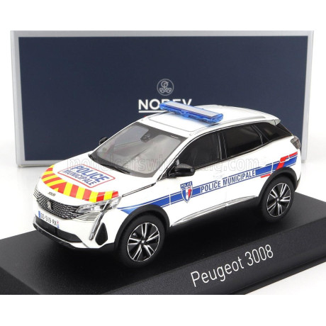 NOREV PEUGEOT 3008 POLICE MUNICIPALE 2023 - WHITE BLUE RED YELLOW 1/43