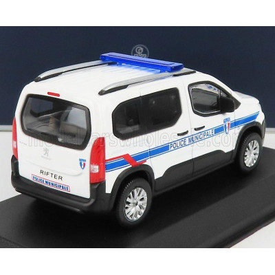 NOREV PEUGEOT RIFTER POLICE MUNICIPALE 2019 - WHITE BLUE 1/43