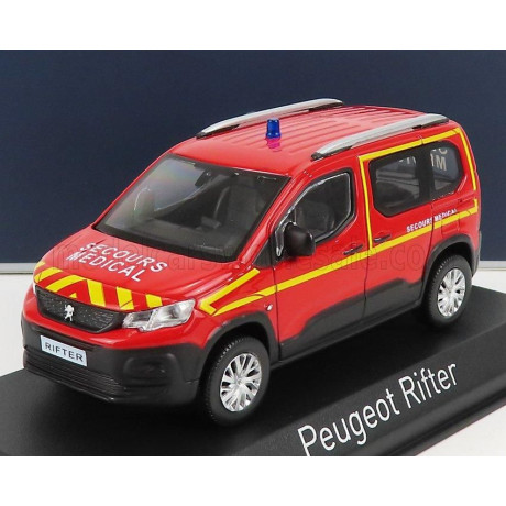 NOREV PEUGEOT RIFTER POMPIERS SECOURS MEDICAL 2019 - RED YELLOW 1/43
