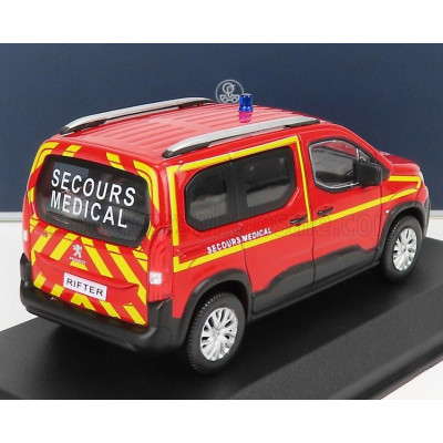 NOREV PEUGEOT RIFTER POMPIERS SECOURS MEDICAL 2019 - RED YELLOW 1/43