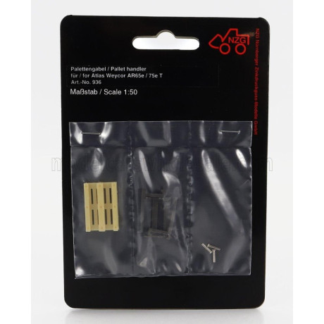 NZG ACCESSORIES SET BANCALE IN LEGNO + ACCESSORI - PALLET HANDLER FOR WEYCOR - WOOD BLACK 1/50