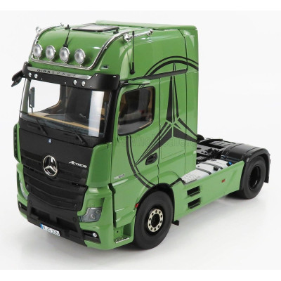 NZG MERCEDES BENZ ACTROS 2 1863 GIGASPACE 4x2 MIRRORCAM TRACTOR TRUCK 2-ASSI 2018 - OLIVE GREEN 1/18