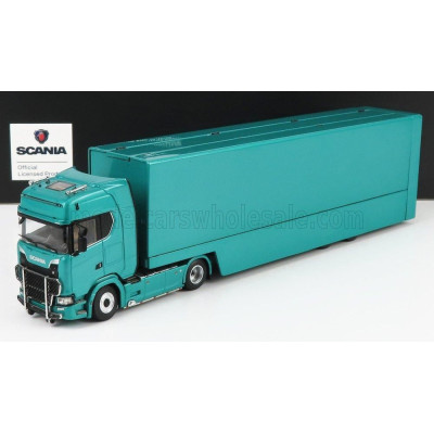 NZG SCANIA S730 V8 TRUCK CAR TRANSPORTER 2017 - GREEN MET 1/64