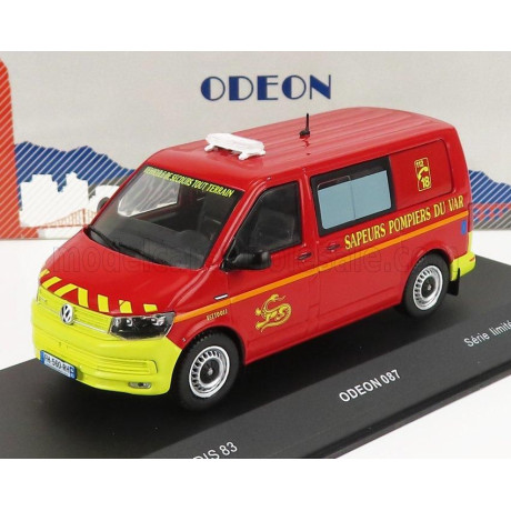 ODEON VOLKSWAGEN T6 MINIBUS SAPEURS POMPIERS SDIS 83 2015 - RED YELLOW 1/43