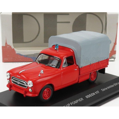 ODEON PEUGEOT 403 PICK-UP CLOSED SAPEURS POMPIERS 1967 - RED GREY 1/43