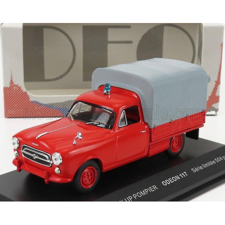 ODEON PEUGEOT 403 PICK-UP CLOSED SAPEURS POMPIERS 1967 - RED GREY 1/43