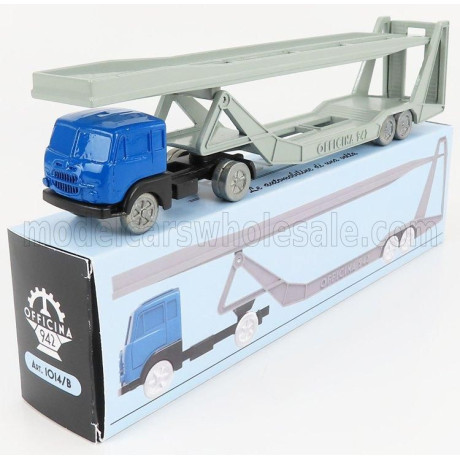 OFFICINA 942 FIAT 682 T2 TRUCK BISARCA CAR TRANSPORTER 1955 - BLUE SILVER 1/76