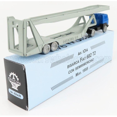 OFFICINA 942 FIAT 682 T2 TRUCK BISARCA CAR TRANSPORTER 1955 - BLUE SILVER 1/76