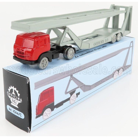 OFFICINA 942 FIAT 682 T2 TRUCK BISARCA CAR TRANSPORTER 1955 - RED SILVER 1/76