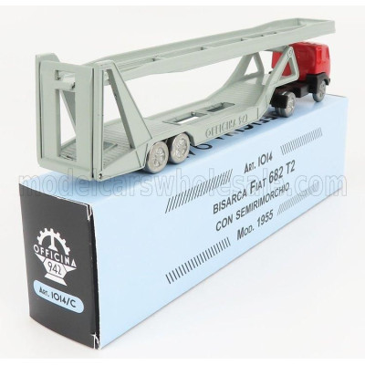 OFFICINA 942 FIAT 682 T2 TRUCK BISARCA CAR TRANSPORTER 1955 - RED SILVER 1/76