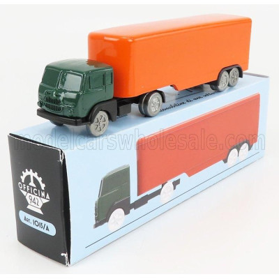 OFFICINA 942 FIAT 682 T2 TRUCK SEMIRIMORCHIO FURGONATO 1955 - GREEN ORANGE 1/76