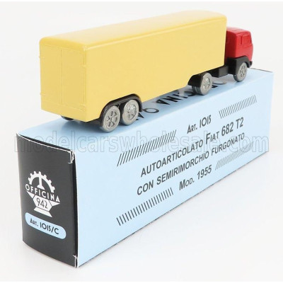 OFFICINA 942 FIAT 682 T2 TRUCK SEMIRIMORCHIO FURGONATO 1955 - RED CREAM 1/76