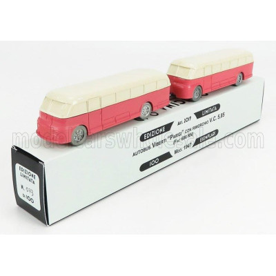 OFFICINA 942 FIAT 666RN AUTOBUS CON RIMORCHIO VIBERTI PARIGI 1946 - PINK CREAM 1/76
