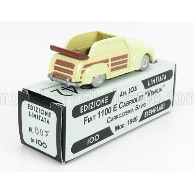 OFFICINA 942 FIAT 1100 E CABRIOLET OPEN VENILIA CARROZZERIA SAVIO 1949 - LIGHT YELLOW WOOD 1/76