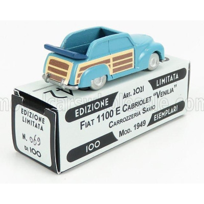 OFFICINA 942 FIAT 1100 E CABRIOLET OPEN VENILIA CARROZZERIA SAVIO 1949 - LIGHT BLUE WOOD 1/76