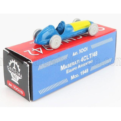 OFFICINA 942 MASERATI F1  4CLT/48 N 0 TEAM EQUIPO ARGENTINO 1948 - LIGHT BLUE YELLOW 1/76