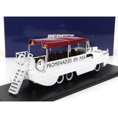 PERFEX GMC DUKW CCKW 353 CHARLOT TRUCK BOAT PROMENADES EN MER ANFIBIO GOMMATO 3-ASSI 1965 - WHITE RED 1/43