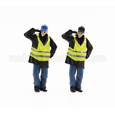 PERFEX FIGURES SET 6X POLICE GENDARMES & MANIFESTANTS GILETS JAUNES YELLOW PARIS - BLACK BLUE YELLOW 1/43
