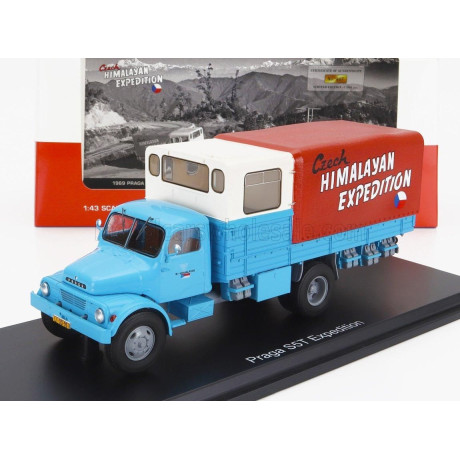 PREMIUM CLASSIXXS PRAGA S5T-3 TRUCK 2-ASSI 1969 - FIRST CZECH HIMALAYAN EXPEDITION - LIGHT BLUE CREAM RED 1/43