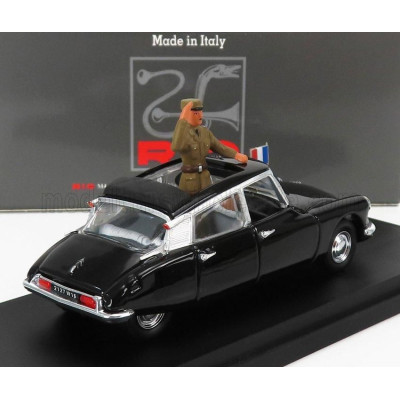 RIO MODELS CITROEN DS19 CABRIOLET WITH GENERAL DE GAULLE AND DRIVER FIGURE 1960 - BLACK 1/43