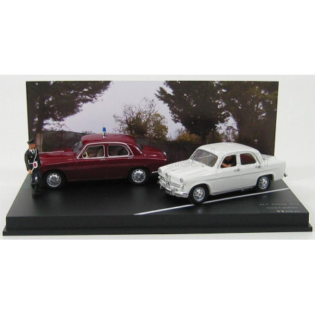 RIO MODELS ALFA ROMEO SET ALT POLIZIA 1956 - 1900 - GIULIETTA WITH FIGURES - BORDEAUX WHITE 1/43