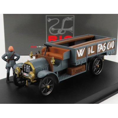 RIO MODELS FIAT 18BL TRUCK - W IL FASCIO - LA MARCIA SU ROMA 22 OTTOBRE 1922 WITH FIGURES - MILITARY GREY 1/43