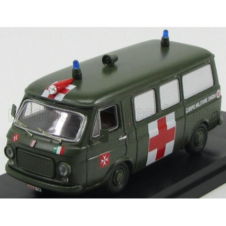 RIO MODELS FIAT 238 MINIBUS AMBULANZA MILITARE SOVRANO ORDINE DI MALTA 1970 - MILITARY GREEN 1/43