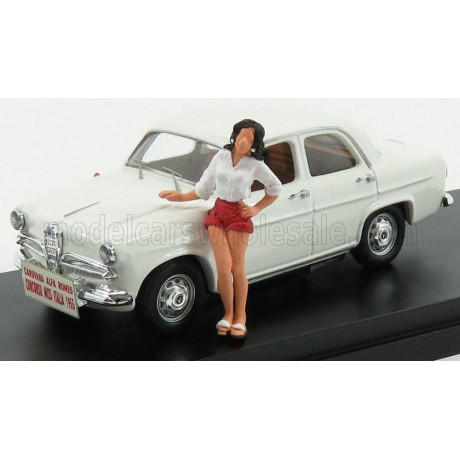 RIO MODELS ALFA ROMEO GIULIETTA CONCORSO MISS ITALIA 1955 WITH FIGURE - WHITE 1/43