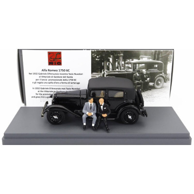 RIO MODELS ALFA ROMEO 1750 6C WITH GABRIELE D'ANNUNZIO AND TAZIO NUVOLARI FIGURES 1932 - BLACK 1/43