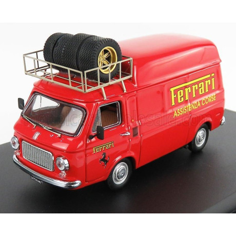 RIO MODELS FIAT 238 VAN TETTO ALTO CON PORTAPACCHI ASSISTENZA CORSE FERRARI 1970 - HIGH ROOF WITH RACK - RED 1/43