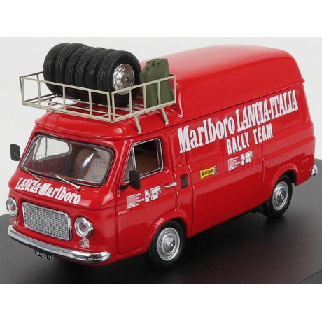 RIO MODELS FIAT 238 VAN TETTO ALTO CON PORTAPACCHI ASSISTENZA CORSE LANCIA 1973 - HIGH ROOF WITH RACK - RED 1/43