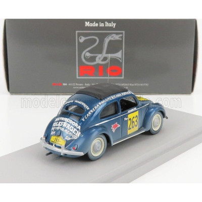 RIO MODELS VOLKSWAGEN BEETLE KAFER MAGGIOLINO CLOSED ROOF N 263 RALLY PANAMERICANA 1954 M.HINKE - BLUE 1/43