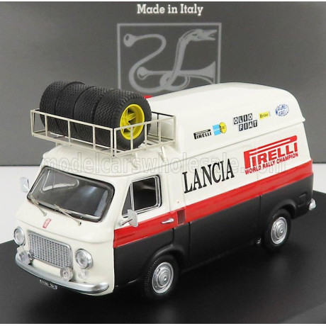 RIO MODELS FIAT 238 VAN TETTO ALTO CON PORTAPACCHI - HIGH ROOF WITH RACK - ASSISTENZA RALLY LANCIA 1973 - WHITE RED BLACK 1/43