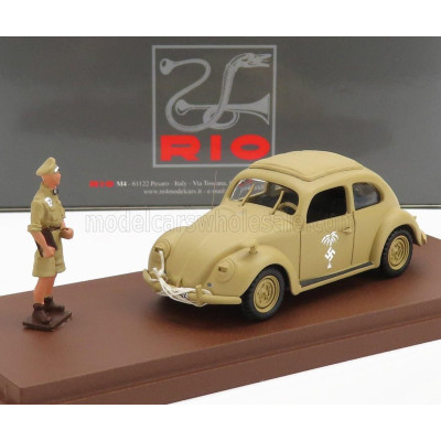 RIO MODELS VOLKSWAGEN BEETLE MAGGIOLINO AFRICA KORPS 1941 - WITH ROMMEL FIGURE - MILITARY SAND 1/43