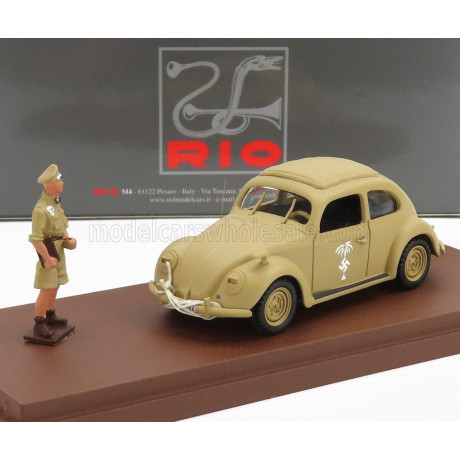 RIO MODELS VOLKSWAGEN BEETLE MAGGIOLINO AFRICA KORPS 1941 - WITH ROMMEL FIGURE - MILITARY SAND 1/43