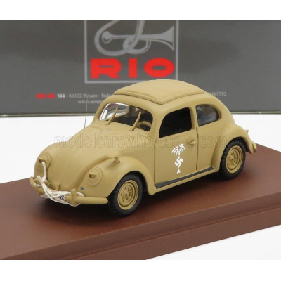 RIO MODELS VOLKSWAGEN BEETLE MAGGIOLINO AFRICA KORPS 1941 - WITH ROMMEL FIGURE - MILITARY SAND 1/43