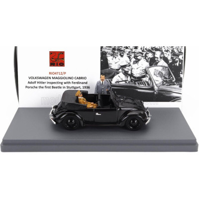 RIO MODELS VOLKSWAGEN BEETLE MAGGIOLINO CABRIOLET OPEN WITH HITLER AND PORSCHE FIGURES 1936 - INSPECTING THE FIRST BEETLE IN STU